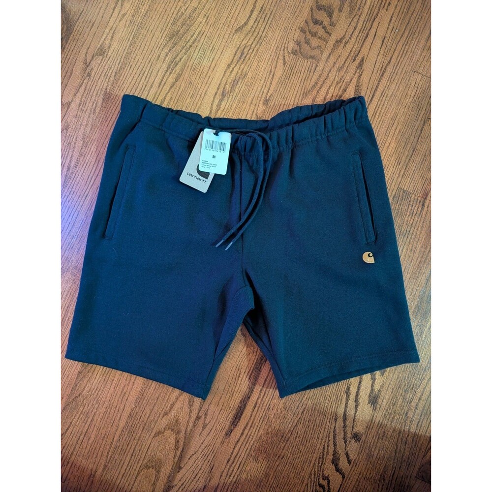 NWT Carhartt WIP Work In Progress Chase Sweat Shorts Navy Embroidered Medium